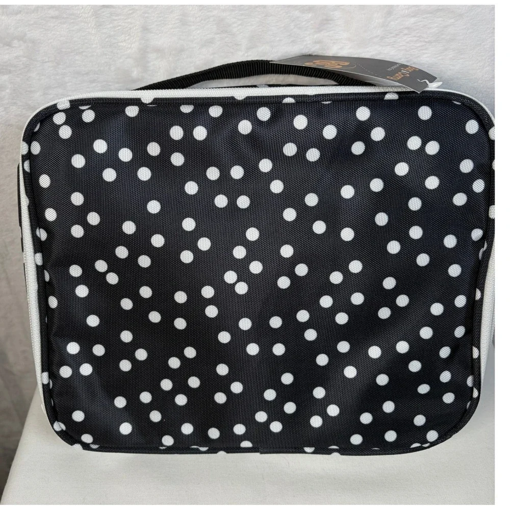 Bag & Carry Versatile Travel Cosmetic Bag Black White Dot Hanging Organizer NEW